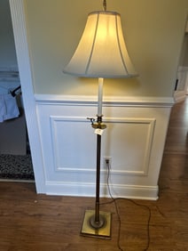 Vintage Brass Floor Lamp with Square Base