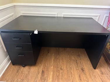Modern Black Office Desk with File Storage