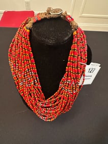 Multi-Strand African Trade Bead Necklace