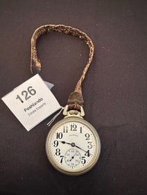 Vintage Illinois Pocket Watch with Leather Fob