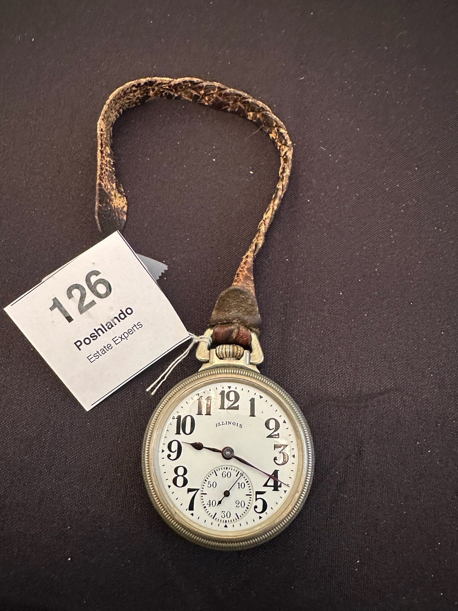 Vintage Illinois Pocket Watch with Leather Fob (1 of 4)