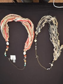 Pair of Handcrafted Yarn & Bead Necklaces