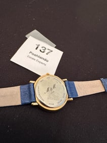 Vintage M&M Swiss Quartz Watch with Blue Strap