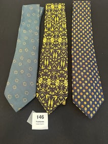 Trio of Italian Designer Silk Ties: Versace, Ferragamo & Armani