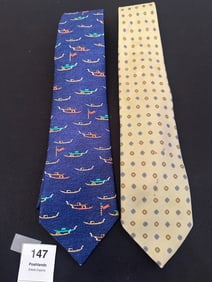 Pair of Designer Silk Ties: Bulgari & Ermenegildo Zegna