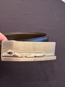 Cartier Leather Belt with “Santos-Dumont Airplane” Buckle
