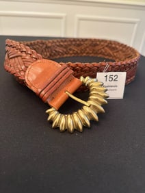 Vintage Neiman Marcus Braided Leather Belt with Statement Buckle