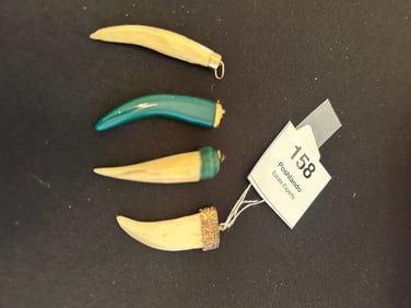 Vintage Tooth & Horn Pendants (4pcs)