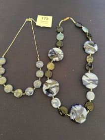 Group of Two Blue Bead Necklaces