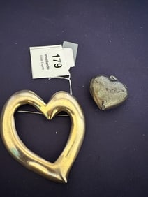 Charles Jourdan Paris Heart Brooch & Vintage Heart Pendant