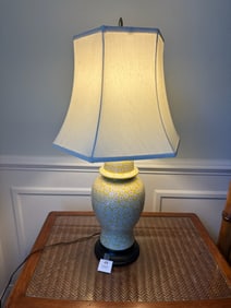 Yellow Floral Ceramic Table Lamp with Shade