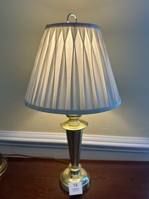 Traditional Brass Table Lamp with Pleated Shade