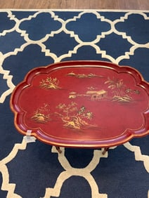 Red Lacquer Chinoiserie Tray Table