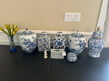 Collection of Blue & White Porcelain & Figurines