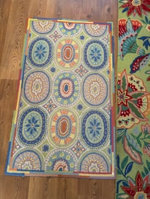 Pair of Colorful Company C Rugs – Floral Runner & Geometric Accent