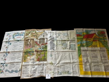 Collection of Vintage Calendar Towels, 1986–1993