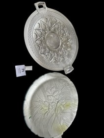 Two Vintage Pressed Glass Serving Trays