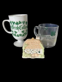 Irish Coffee Mugs & Cottage Ornament (3 pcs)
