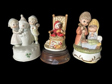 Three Vintage Music Box Figurines