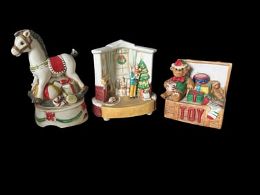 Trio of Vintage Christmas Figurines / Music Boxes
