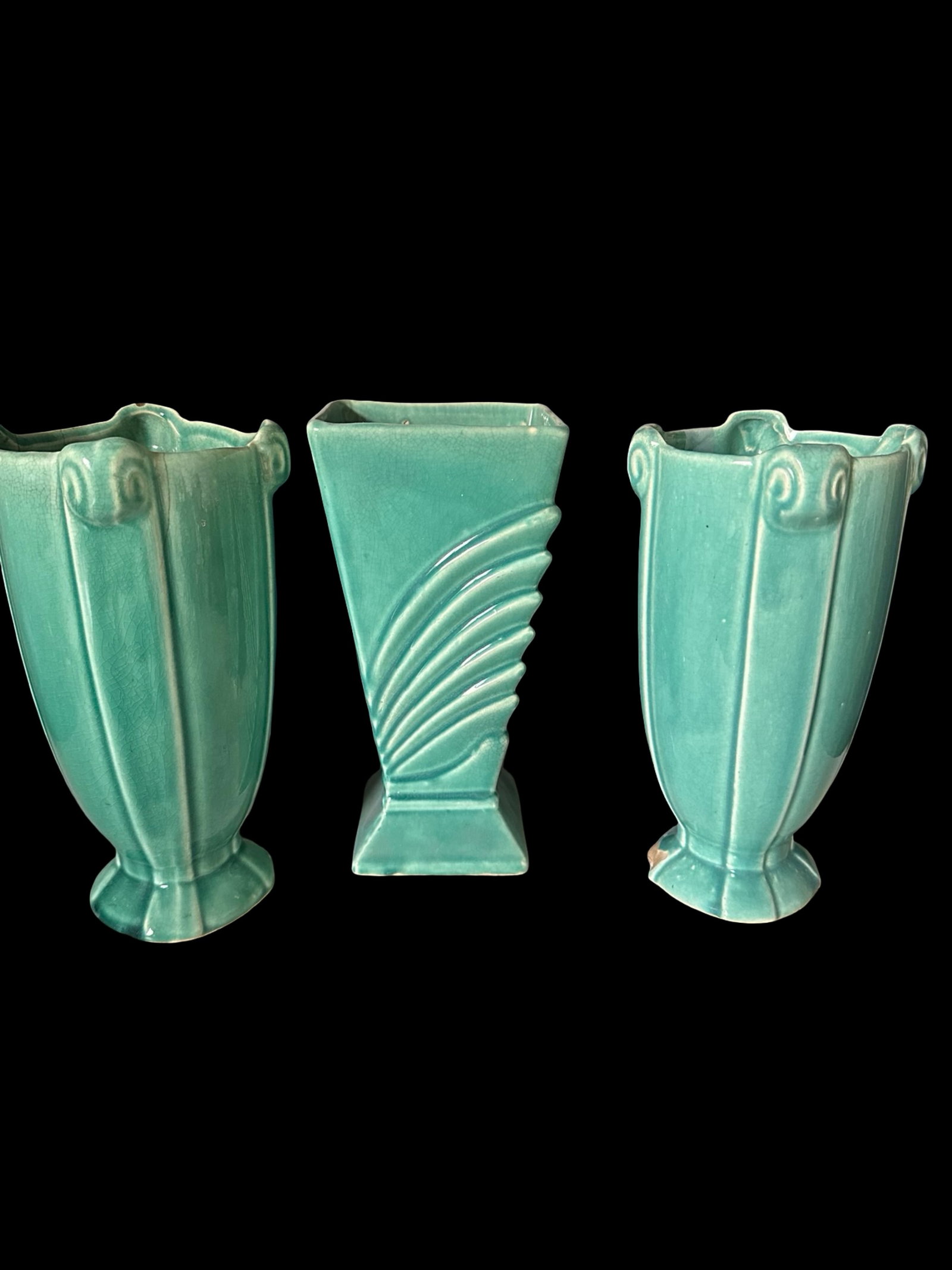 Three Green Glazed McCoy Pottery Vases (1 of 8)
