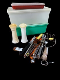 Vintage Kitchen Utensils & Tupperware Set