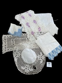 Collection of Vintage Handmade Crochet & Linen Doilies and Linens