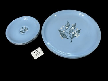 Vintage Homer Laughlin Skytone Dinnerware, Blue Floral Pattern