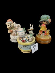 Vintage Music Boxes & Figurines (3 pcs)