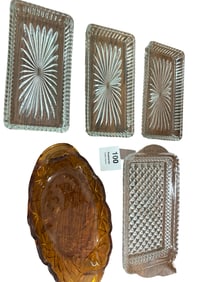 Pressed Glass Butter/Relish Dishes (5pc)