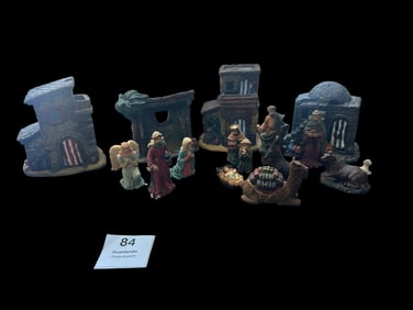 Nativity Set with Figures & Buildings