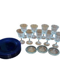 Vintage Glass Stemware & Coasters