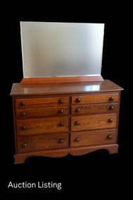 Vintage Solid Wood Dresser with Mirror