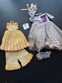 Vintage Crocheted Potholder & Doll Dress Ensemble (2)