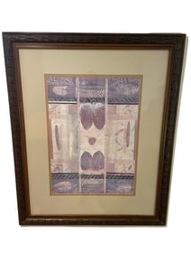 Framed Abstract Print with Ornate Wooden Frame