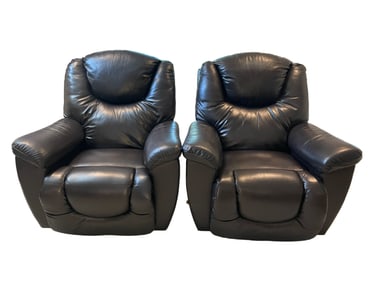 Black Leather Recliner/ Rocking Chairs with Manual Levers