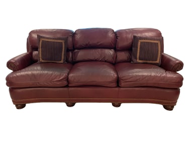 Hancock & Moore Burgundy Leather Sofa with Nailhead Trim