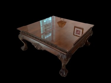 Chippendale Style Mahogany Coffee Table with Ornamental Details