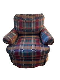 Taylor King Plaid Upholstered Armchair with Matching Ottoman