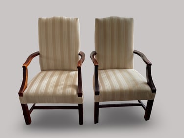 Upholstered Armchairs with Wooden Frames by Fairfield