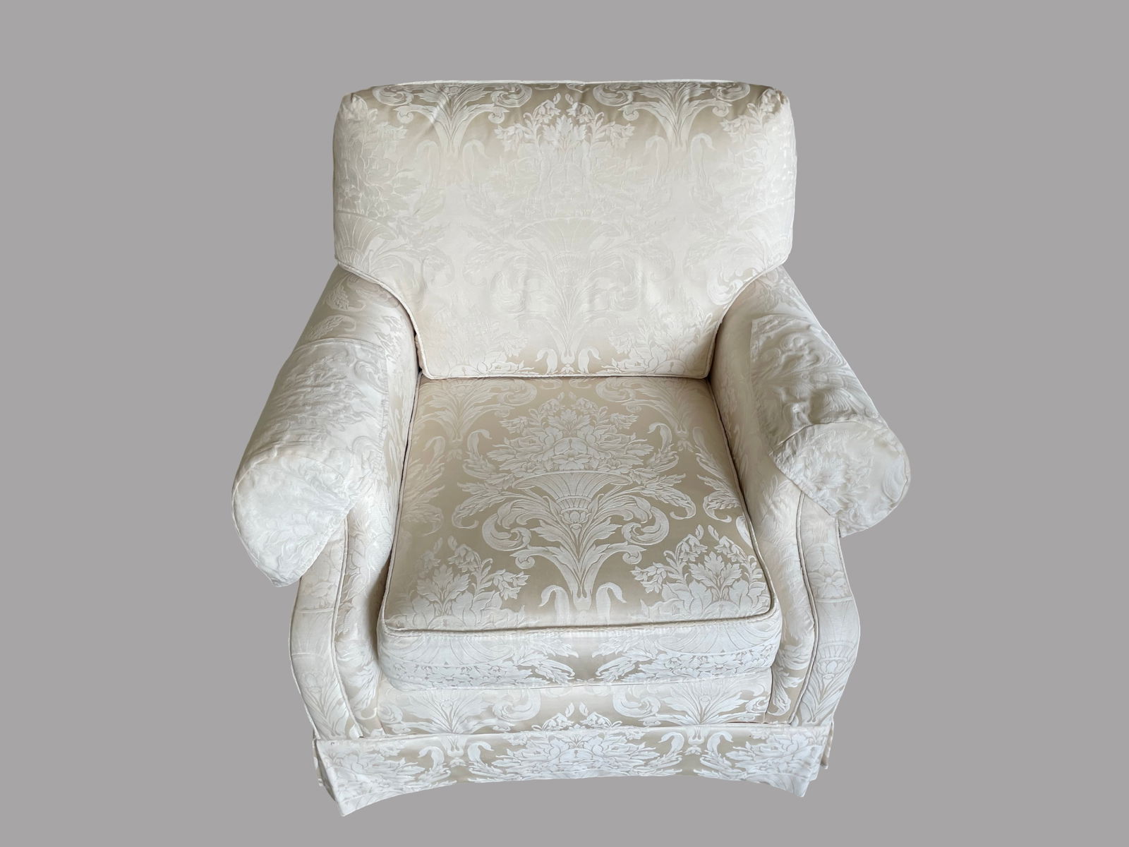 Two - Key City Upholstered Armchairs with Damask Pattern (1 of 17)