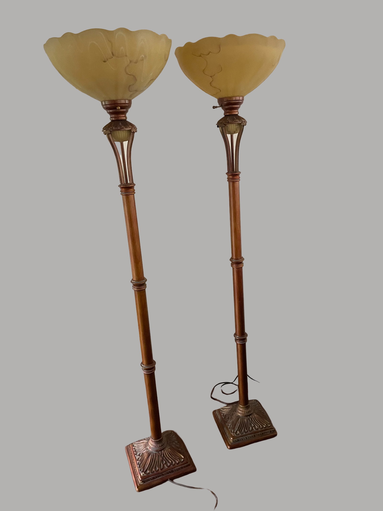 Metal and Alabaster Torchiere Floor Lamps (1 of 20)