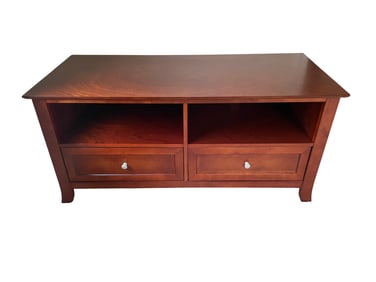 Wood Media Console with Storage Drawers and Open Shelves