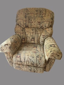 Patterned Fabric Recliner / Rocking Chair with Geometric Design Upholstery
