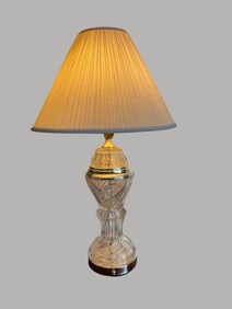 Crystal Table Lamp with Pleated Fabric Shade and Metal Accents
