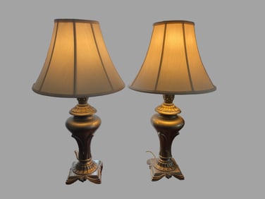 Bronze Table Lamps with Fabric Shades