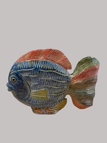 Colorful Wood Fish-Shaped Decorative Sculpture