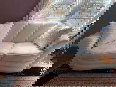 White Upholstered Loveseat by International Furniture