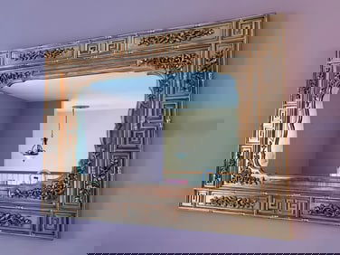 Mid-Century Greek Key Faux Bamboo Wall Mirror