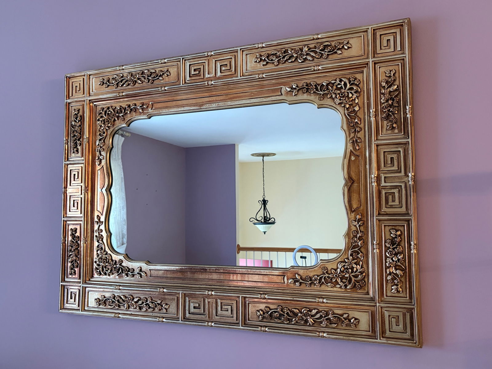 Mid-Century Greek Key Faux Bamboo Wall Mirror (1 of 9)